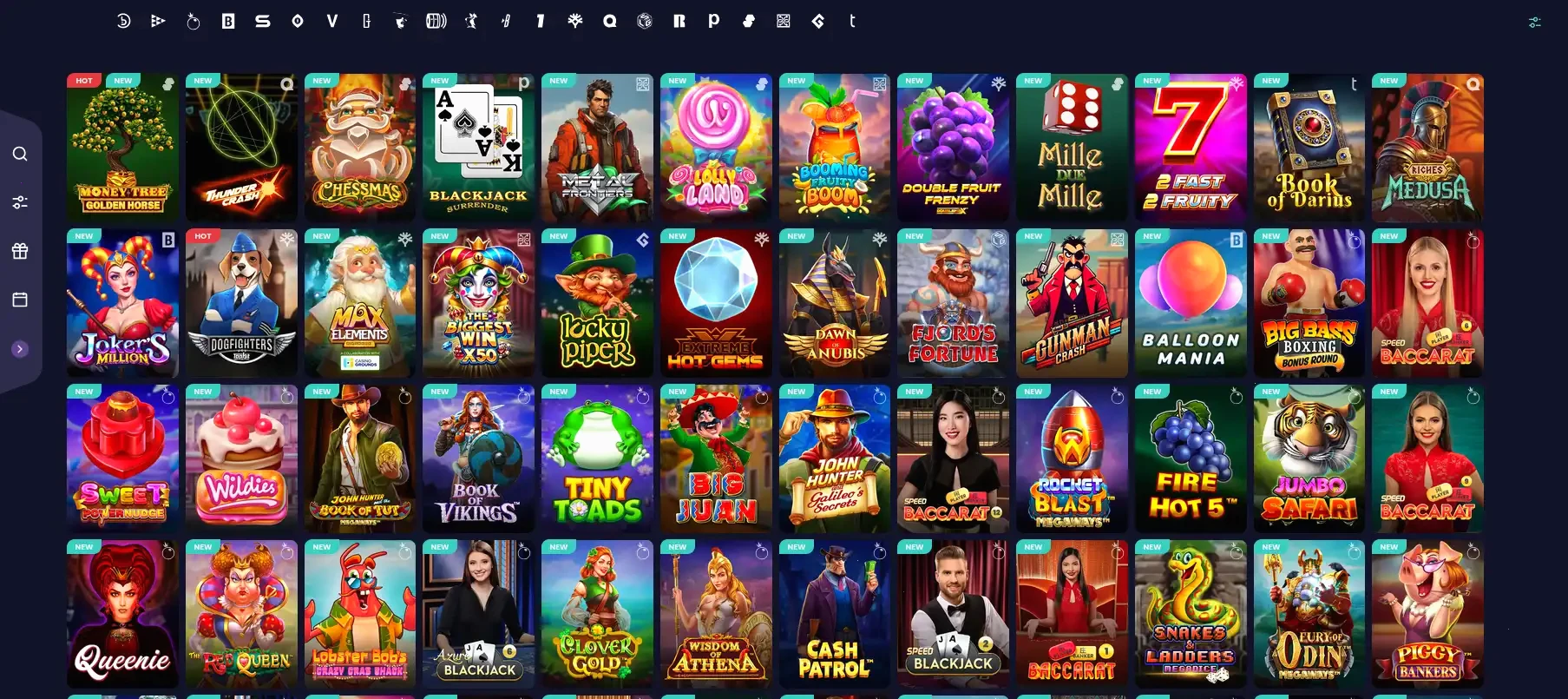Interface de l'application mobile Lucky Casino sur smartphone