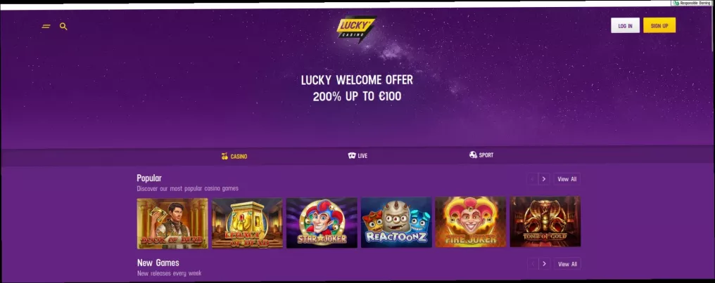 Lucky Casino 100% jusqu'à 500 € de 100 Tours Gratuits
